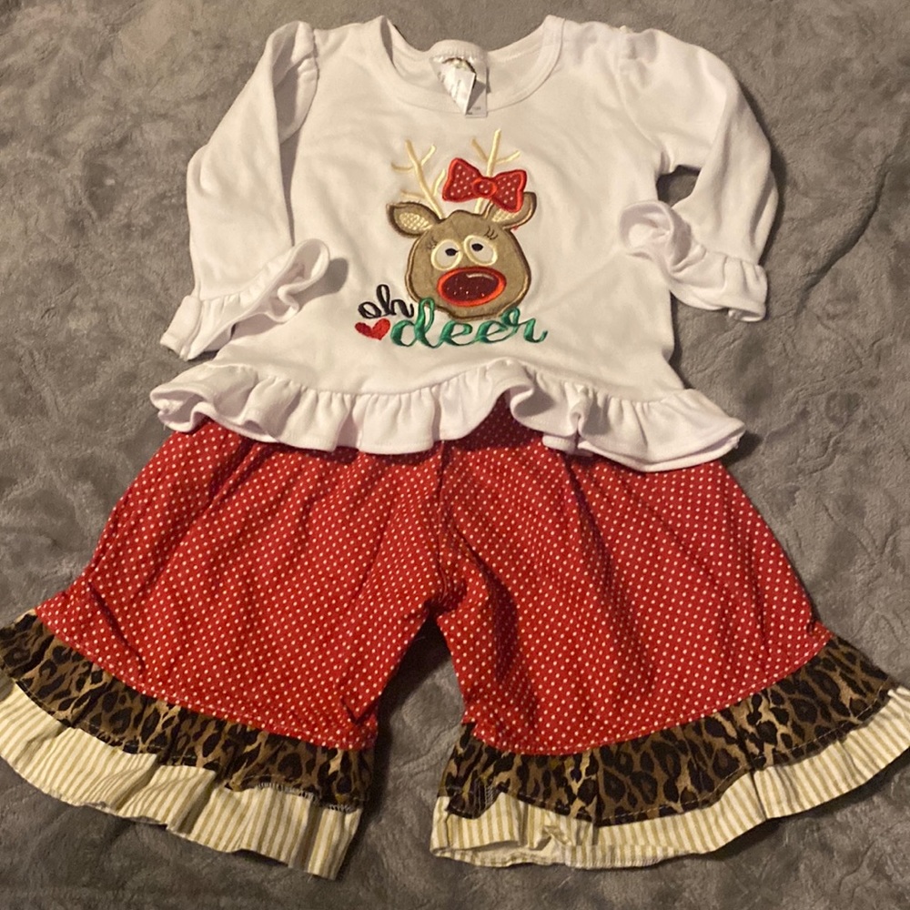 Custom made oh deer Christmas outfit size 12m